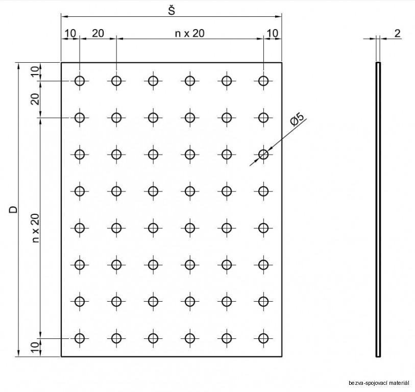 Spojovací deska 120x200 mm, 03-01 BOVA, zinek bílý