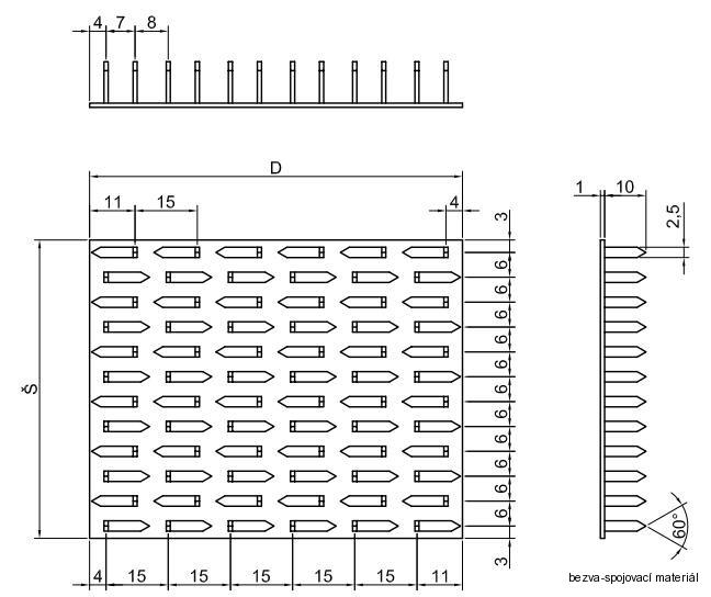Styčníková deska 72x210 mm, 01-02 BV15