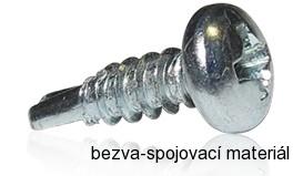 Samovrtný šroub TEX DIN 7504 N 2,9x16 mm, půlkulatá hlava, zinek bílý