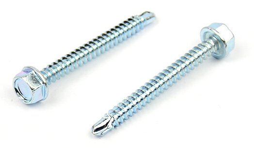 Samovrtný šroub do plechu 4,2x45 mm DIN 7504 K šestihranná hlava, zinek bílý