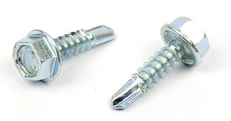 Samovrtný šroub do plechu 4,8x22 mm DIN 7504 K šestihranná hlava, zinek bílý