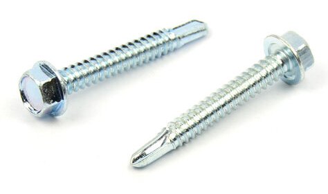 Samovrtný šroub do plechu 6,3x38 mm DIN 7504 K šestihranná hlava, zinek bílý
