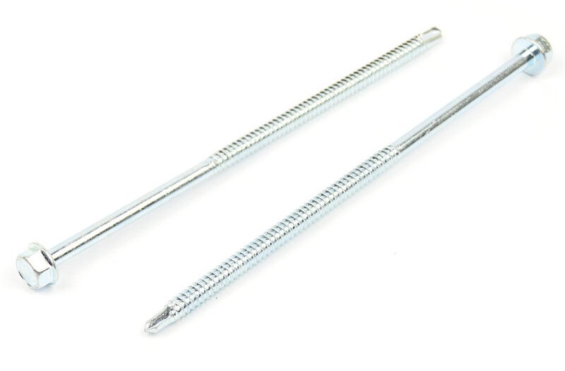 Samovrtný šroub do plechu 6,3x150 mm DIN 7504 K šestihranná hlava, zinek bílý