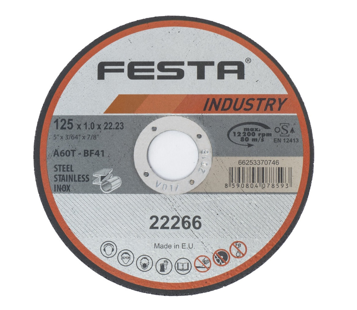 Řezný kotouč na kov a nerez 125x2,5x22,2 FESTA Industry - profi