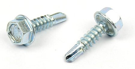 Samovrtný šroub do plechu 4,8x19 mm DIN 7504 K šestihranná hlava, zinek bílý