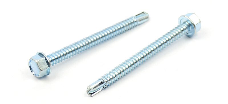 Samovrtný šroub do plechu 6,3x80 mm DIN 7504 K šestihranná hlava, zinek bílý