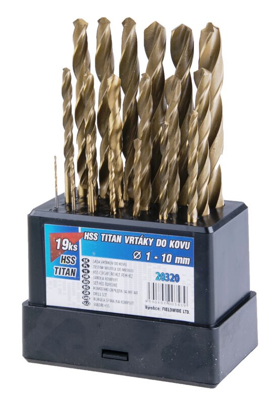 Sada HSS TITAN vrtáků 19ks,1-10x0.5mm, 1 ks