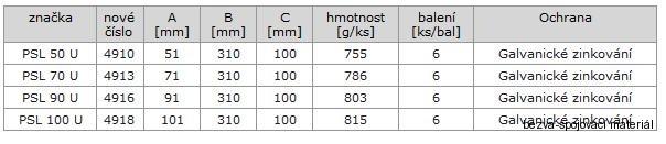 Kotevní patka sloupku do betonu 91x310x100x4 mm typ U lehká
