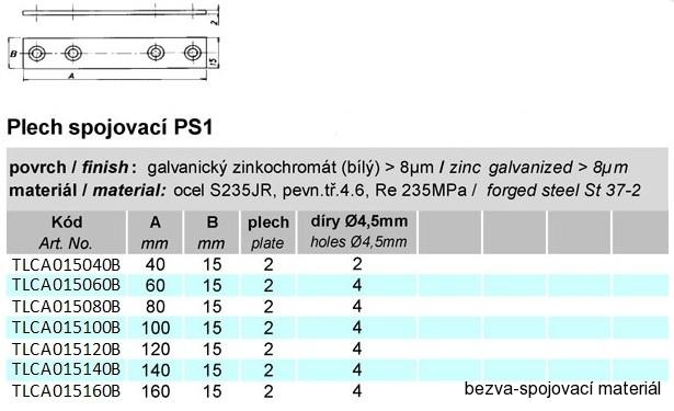 Spojovací plech PS1 15x120 mm zinek bílý