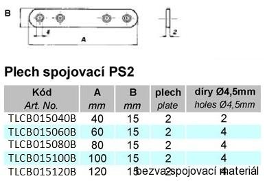 Spojovací plech PS2 15x40 mm zinek bílý