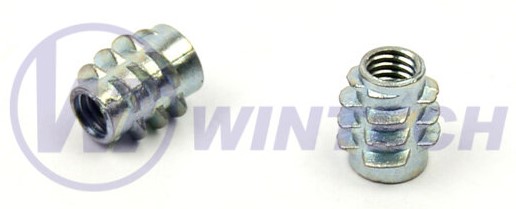 Závrtná matice bez límce M6x13 mm, typ E, zinek bílý
