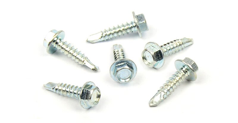 Samovrtný šroub do plechu 3,9x9,5 mm DIN 7504 K šestihranná hlava, zinek bílý