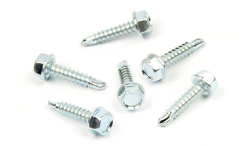 Samovrtný šroub do plechu 4,2x25 mm DIN 7504 K šestihranná hlava, zinek bílý