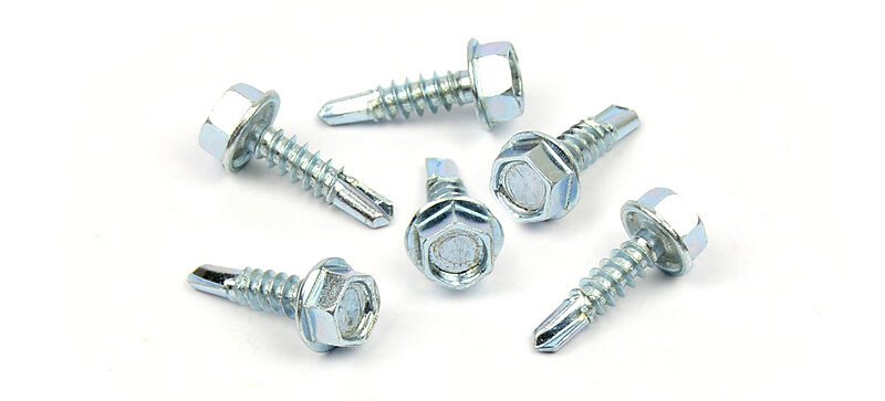 Samovrtný šroub do plechu 4,8x19 mm DIN 7504 K šestihranná hlava, zinek bílý