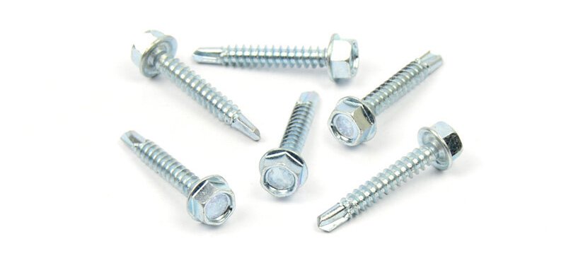 Samovrtný šroub do plechu 4,8x32 mm DIN 7504 K šestihranná hlava, zinek bílý