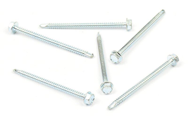 Samovrtný šroub do plechu 4,8x60 mm DIN 7504 K šestihranná hlava, zinek bílý