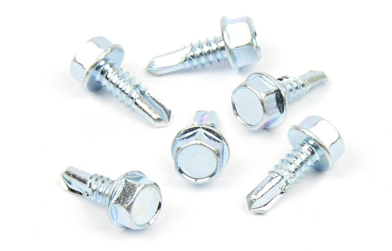 Samovrtný šroub do plechu 6,3x25 mm DIN 7504 K šestihranná hlava, zinek bílý