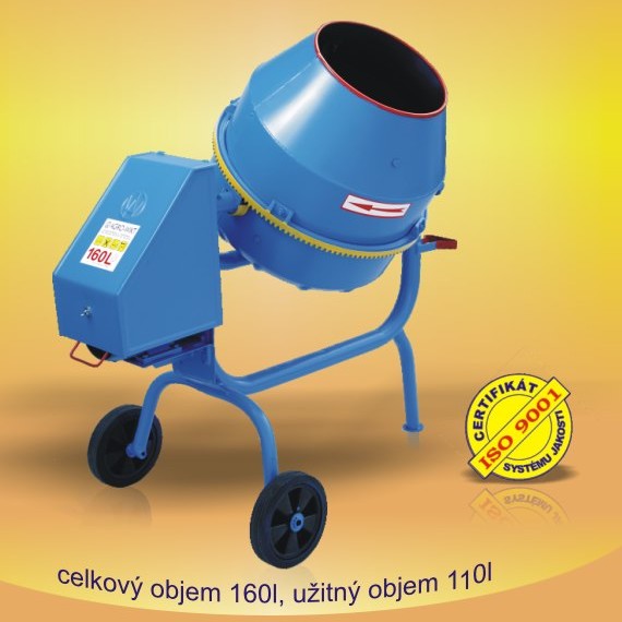Stavební míchačka PROFI 160 L, 230 V odlehčený rám
