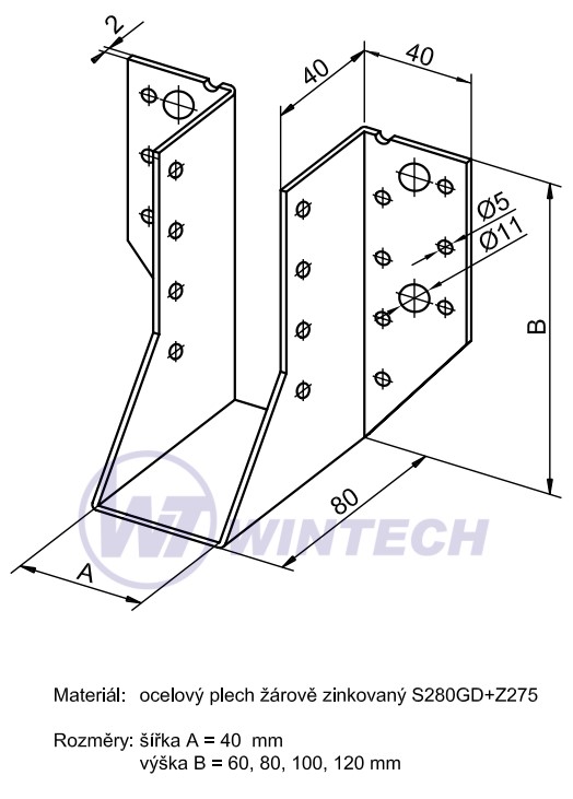 Třmen vnější 11-22/145 BV/T50x145,ZAR, 1 ks