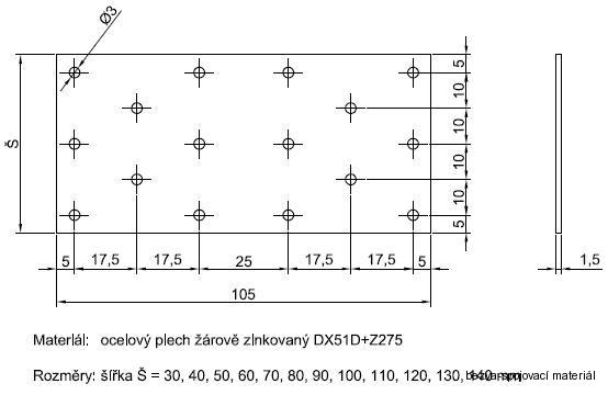 Spojovací deska 105x120 mm, 03-35 BV/S 105
