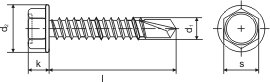 Samovrtný šroub do plechu 5,5x38 mm DIN 7504 K šestihranná hlava, zinek bílý
