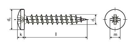 Vrut do dřeva s půlkulatou hlavou 5x25 zinek bílý křížová drážka PZ