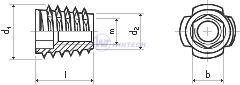 Závrtná matice bez límce M6x13 mm, typ E, zinek bílý